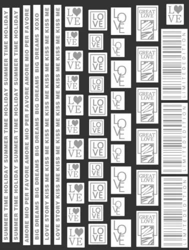 Nagelsticker - Aufkleber selbstklebend - Nail Sticker - Weiss Silber Wörter zeichen edel